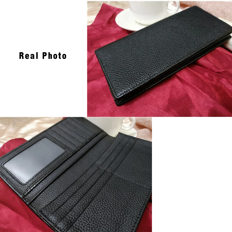 Hot Sale Men\'s Wallets Genuine Leather Men Purse Long Wallet Real Cowhide Mens Money Bag Cell Phone Wallet Man Card Holder