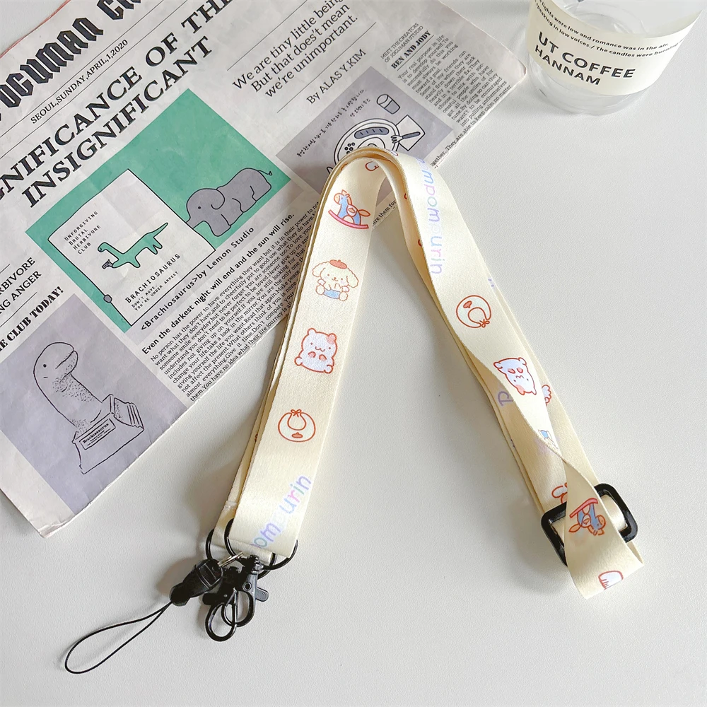 

Pom Pom Purin полиэстеровая веревка, длинный ремешок через плечо, шейный ремешок, универсальный чехол для телефона, сумка, уличная регулируемая цепочка с защитой от потери