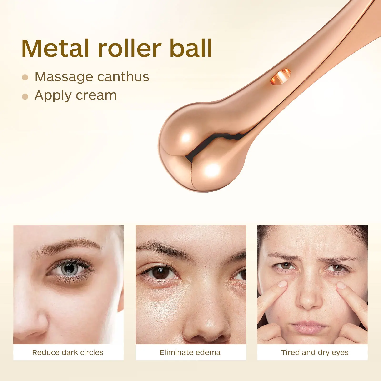 

2pcs Eye Cream Spoon Massage Tool Zinc Alloy Portable Spatula For Eye Edema Reduction Face Skin Care Dual-Ended Stick