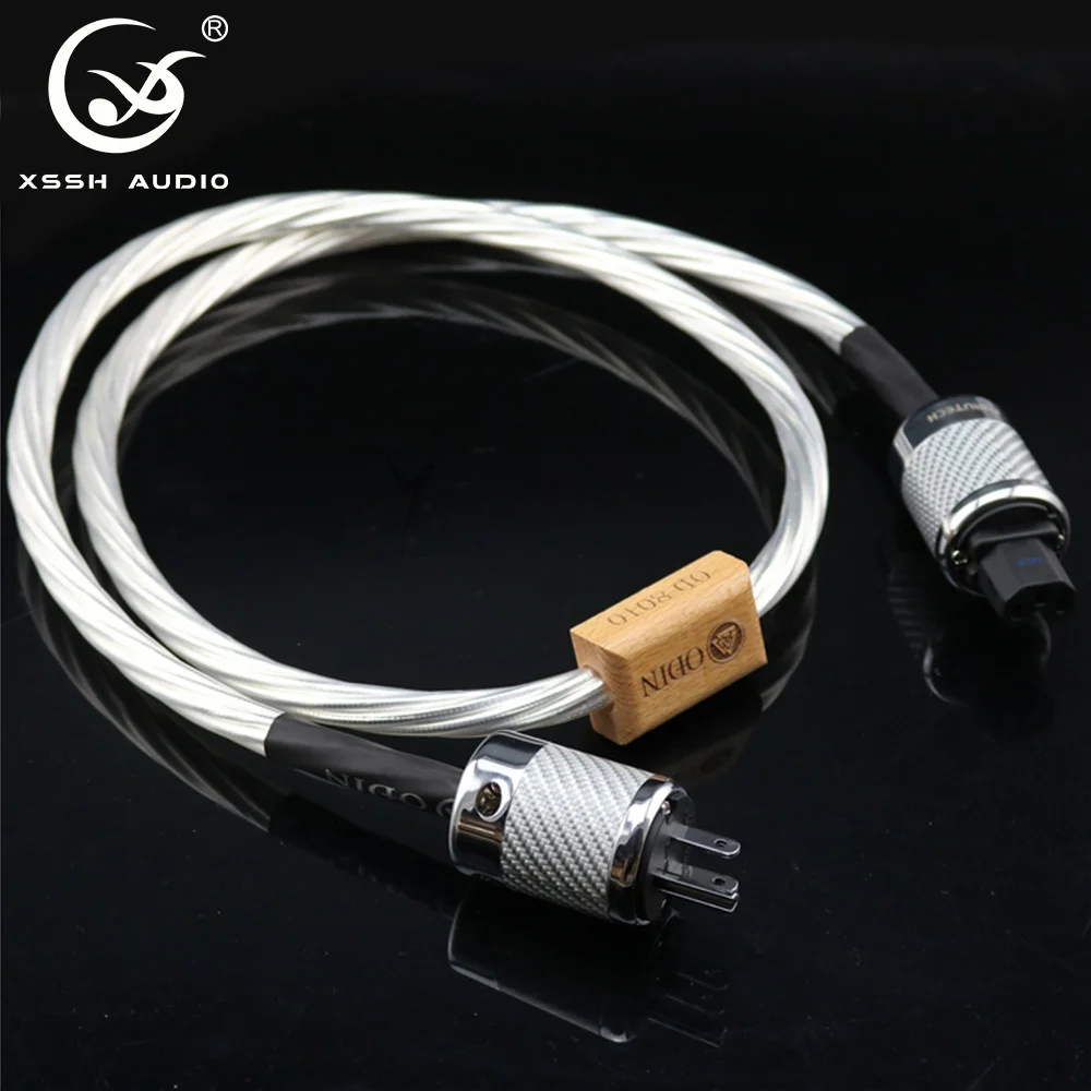 YIVO XSSH HIFI OEM CD Amplifier Speaker 14mm Power Cords 7N OFC Plated Silver Finished Audio Cable With Carbon Fiber US Plug