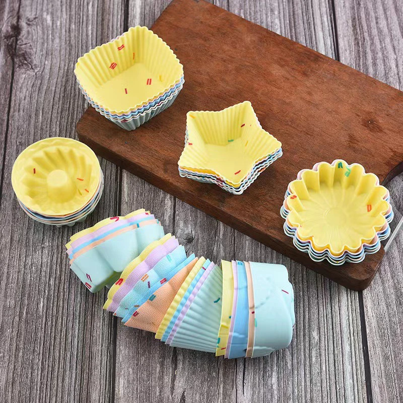 Baking Molds Silicone Cake Cups Muffin Cup Cake Liners Doughnut Molds Bento Lunch Box Dividers Salad Dressing Lunch Accessories