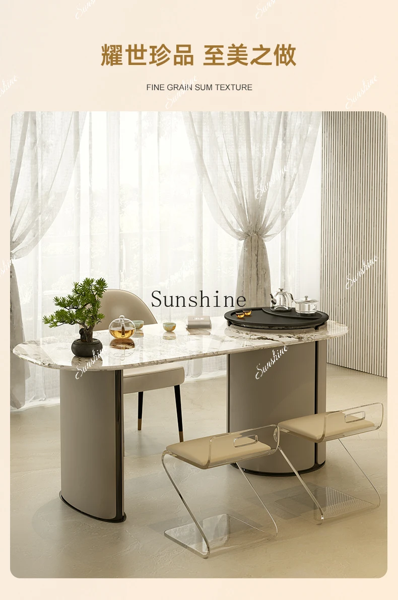 High-end modern household pure natural luxury stone balcony integrated kung fu tea table  FT