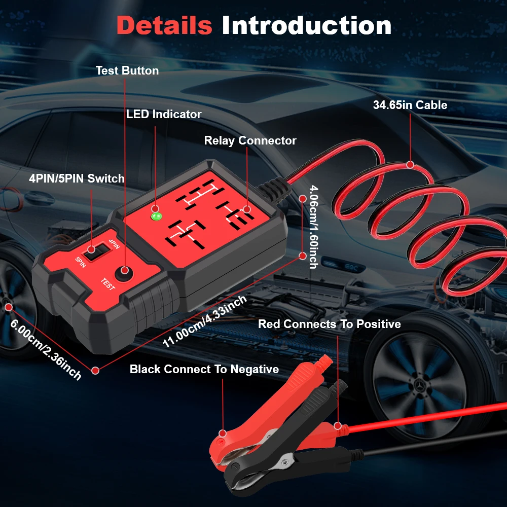 Voltage Tester Car Battery Checker Automotive Electronic Relay Tester Indicator Light Car Relay Tester Universal 12V Accessories