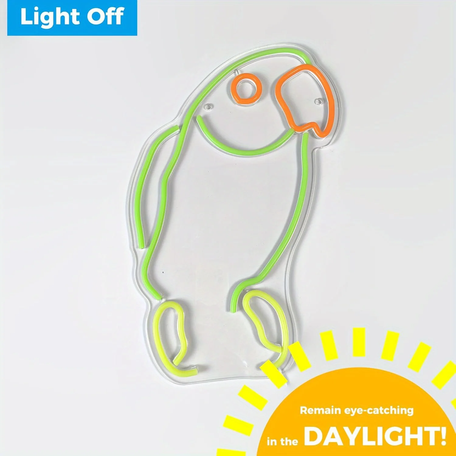 Parrot LED Neon Light - USB Powered, With Dimmer, Adjustable Brightness, Perfect for Living Rooms, Offices, Tropical Decor