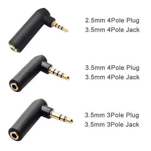 5 pezzi connettore placcato oro spina audio stereo a forma di L jack da 3,5 mm femmina a 2,5 mm 4 poli 3,5 mm 3 poli maschio connettori stereo