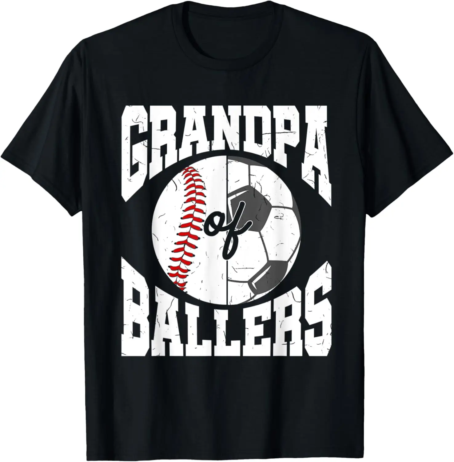 Mens Grandpa of Ballers Ball Grandfather Soccer Baseball T-Shirt