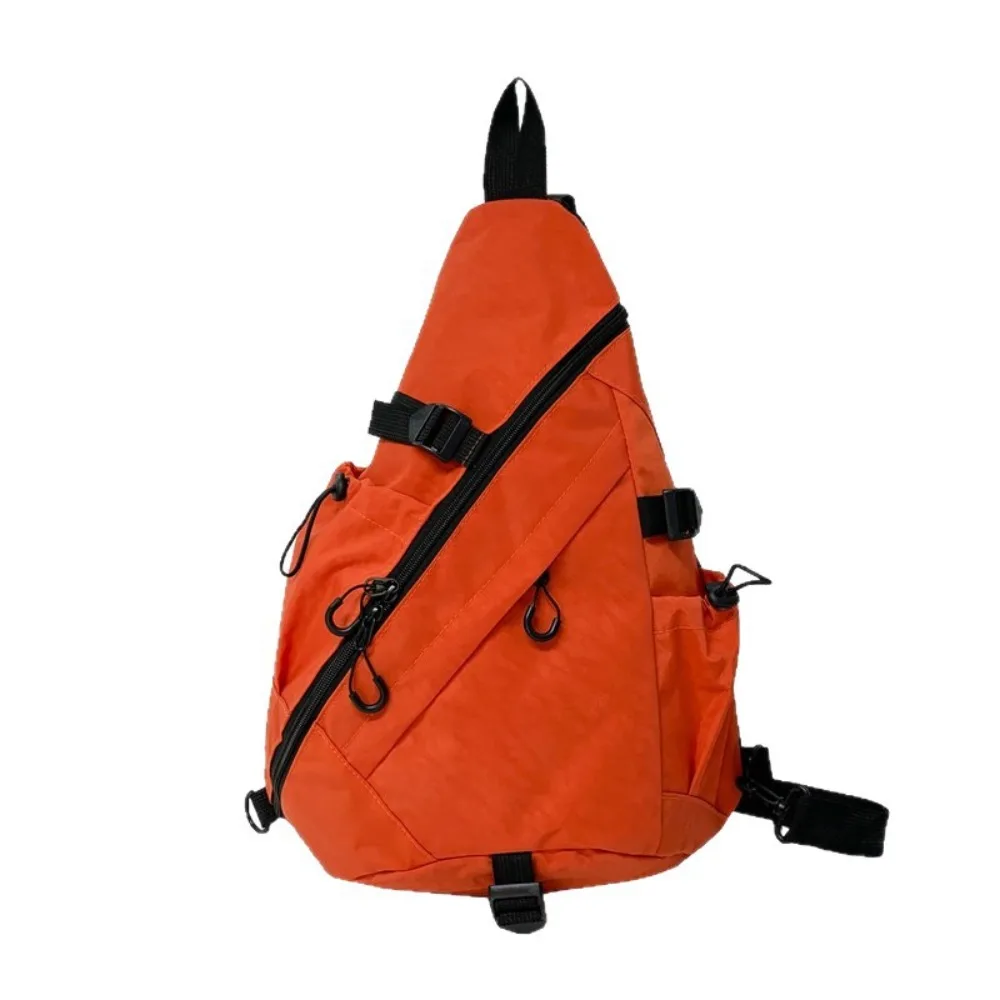 Solid Color Men's Chest Bag Multiple Pockets Large Capacity Oxford Cloth Shoulder Bag Adjustable Shoulder Korean Style