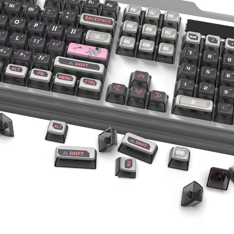 Pudding Keycap transparan Keycap ungu 125 tombol ASA profil PBT PC Dye-Sub tombol untuk Keyboard mekanik Set Keycap