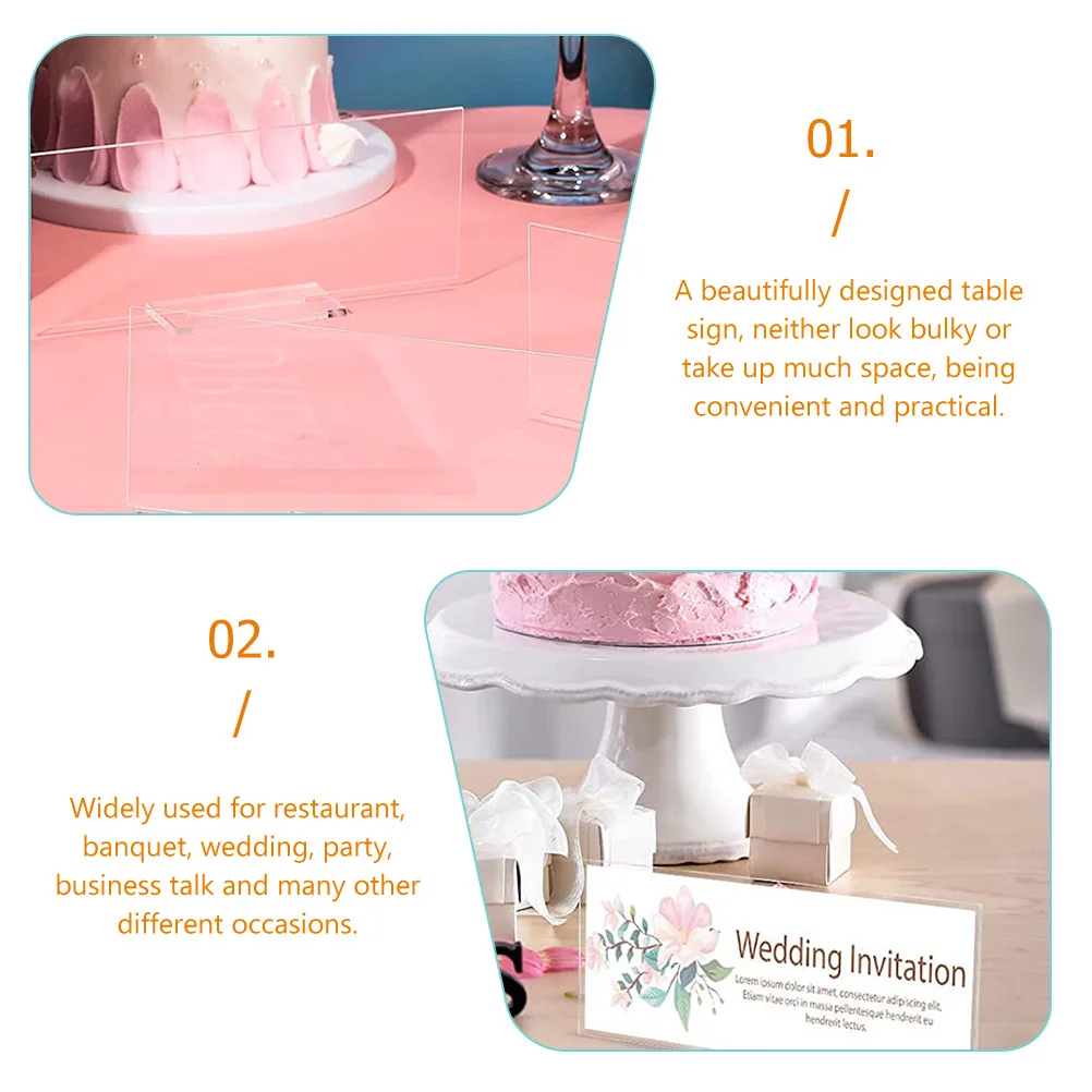 

10Pcs Acrylic Place Cards Clear Wedding Table Number Signs Reusable for Event Decor Name Place Cards,clear Name Cards
