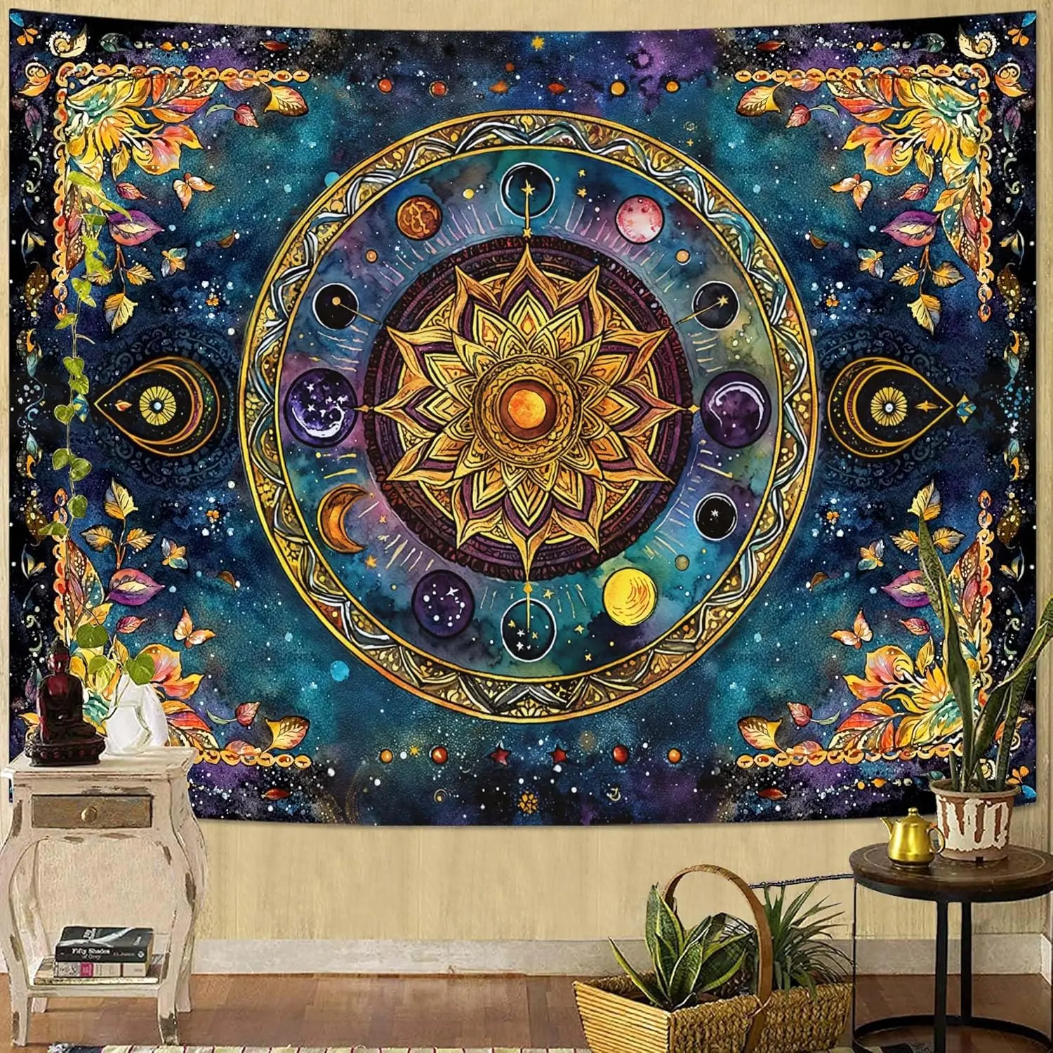 Mandala Solar System Tapestry Boho Tapestry for Bedroom Galaxy Tapestries Wall Hanging Living Room Wall Art and Home