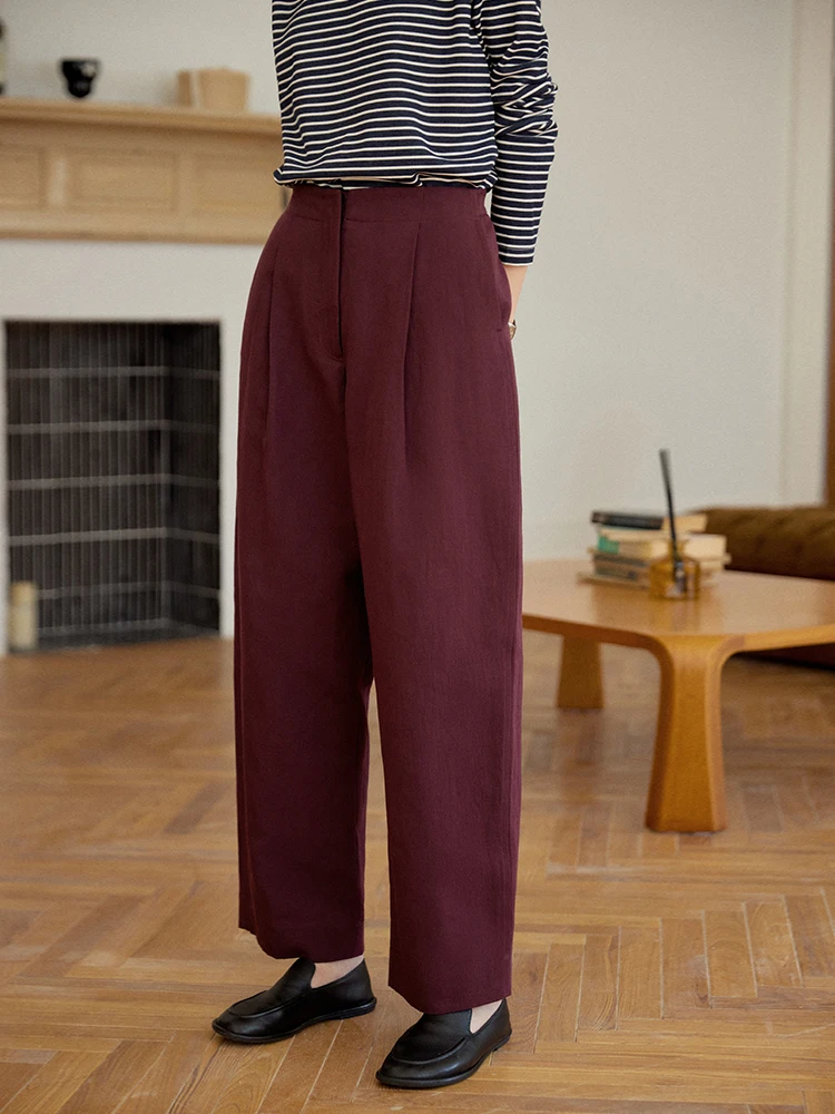 

Spring 2025 Nomumad Casual Retro Cotton Linen Pants Universal Small Size High Waist Straight Leg Pants Ladies Faion
