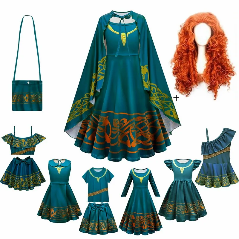 New Brave Merida Costume for Girls Halloween Princess Dress Kids Carnival Fantasia Children Xmas birthday Party Cosplay Costume