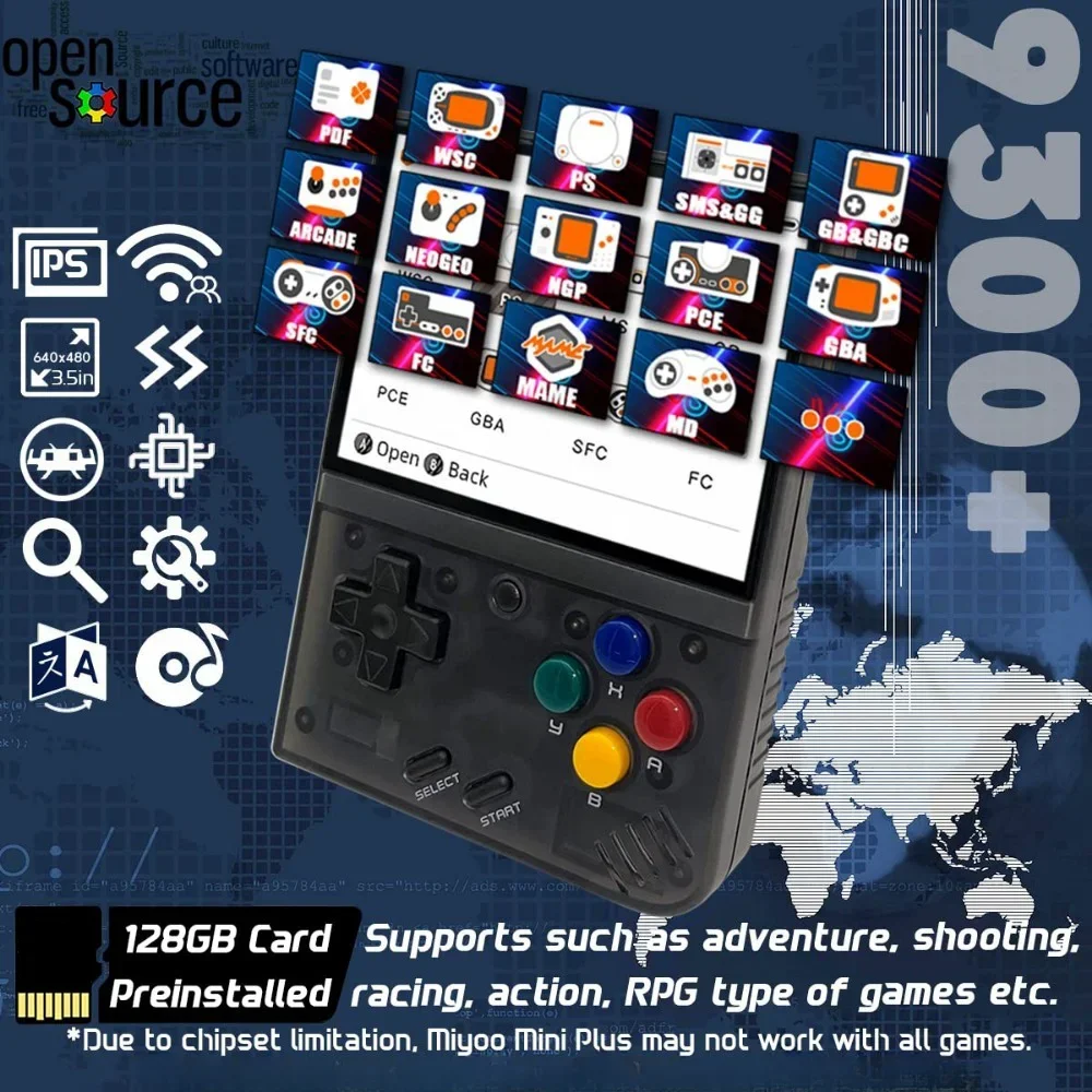 MIYOO Mini Plus  Retro Handheld Game Consoles Linux System 3.5-inch  IPS  Screen Classic Gaming Emulator Portable Game Consoles