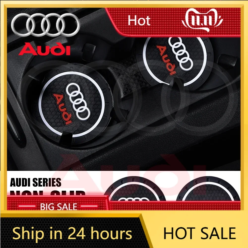 

2025 Hot 2pcs Car Auto Water Cup Slot Non-Slip Mat Accessories For Audi Sline A4 TT A6 A3 A8 Q3 Q5 Q7 Q8 Car Accessories