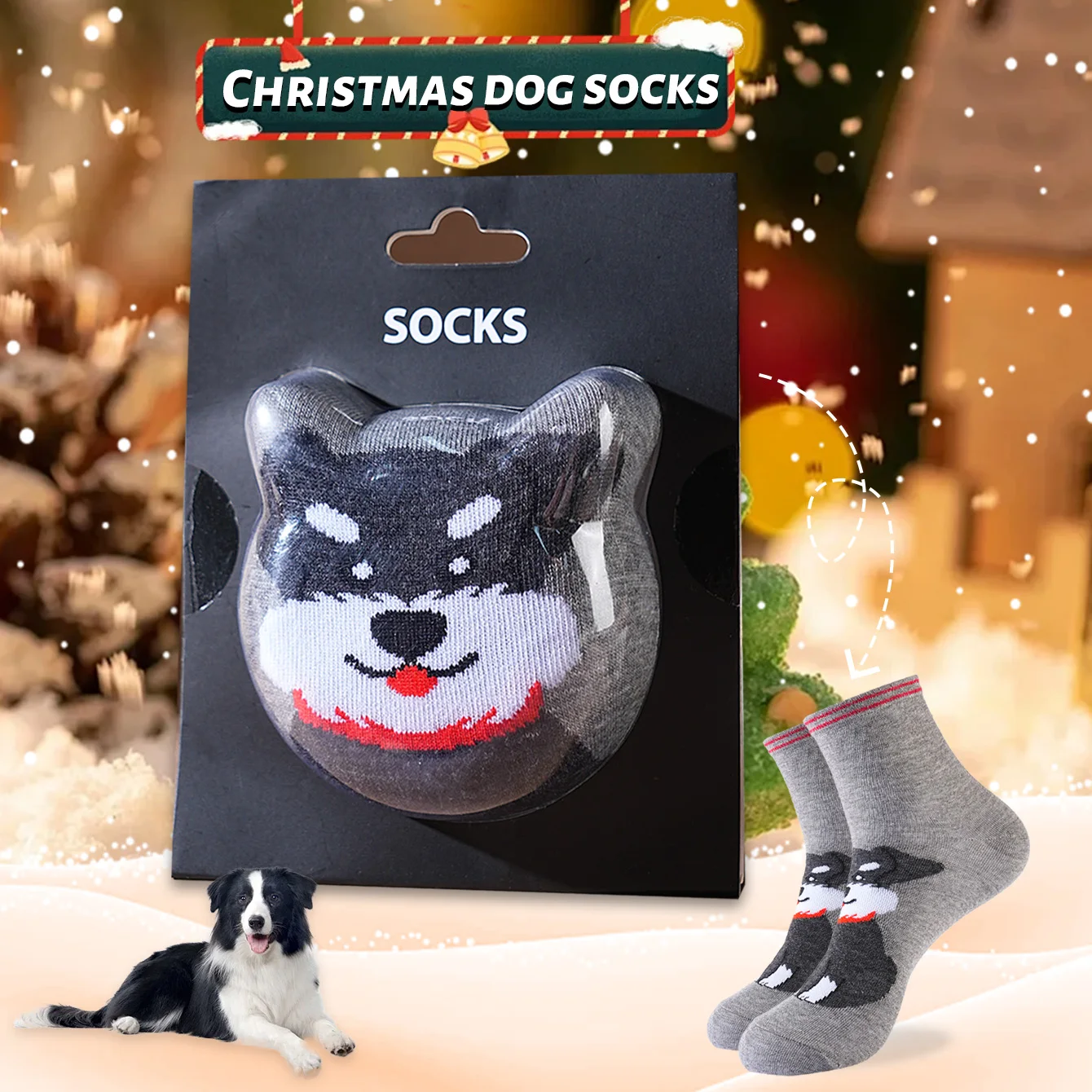 1 pair of unisex mid-calf socks with a novel and interesting animal dog design, gift box socks, creative socks, fashionable and trendy style, comfortable and breathable, suitable for parties, casual wear, Valentine's Day, Halloween, birthdays, Christmas, New Year, Thanksgiving, autumn and winter, all-season style, creative gift box