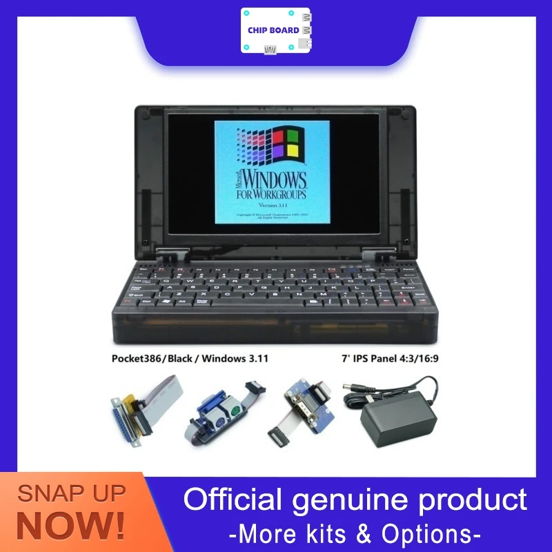

Pocket 386 Retro Handheld Mini PC with 386SX processor, runs Windows 3.1/95, portable vintage computer.