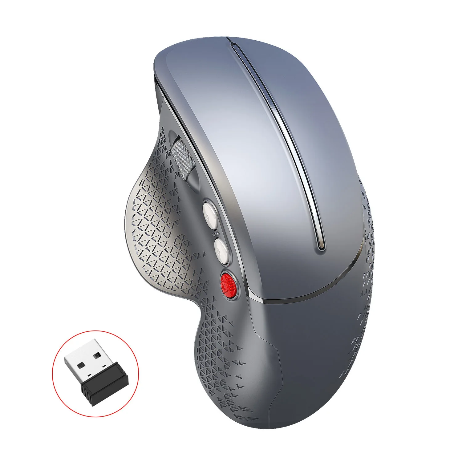 2.4G Vertical Wireless Mouse Ergonomic Design Comfortable Grip Metal Scroll Wheel Mouse on the Side