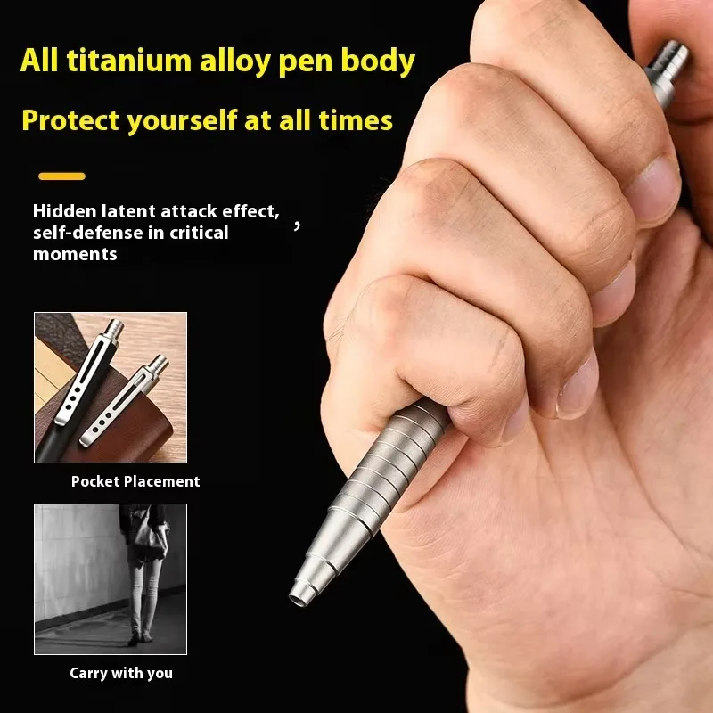 TC4 Titanium Alloy EDC Pen Lightweight Portable Tactical Pen for Outdoor Hiking Camping Travel Business - view 5