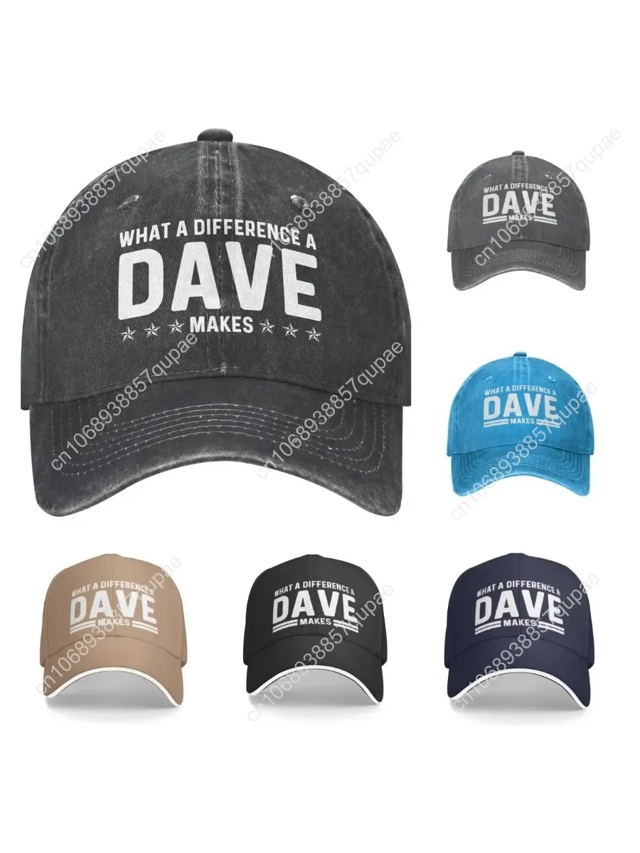 

What A Difference A Dave Makes Denim Baseball Cap Hat for Men Dad Hat with Design Hats Four Seasons Casual Polyester One Size