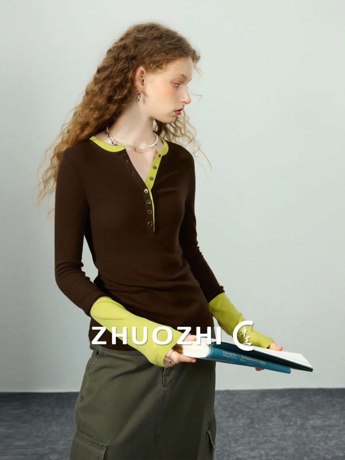 

Color Blo Long Sve T-irt Women's Base irt Design Spring New Sle Commute Casual Creative Pattern French Sle