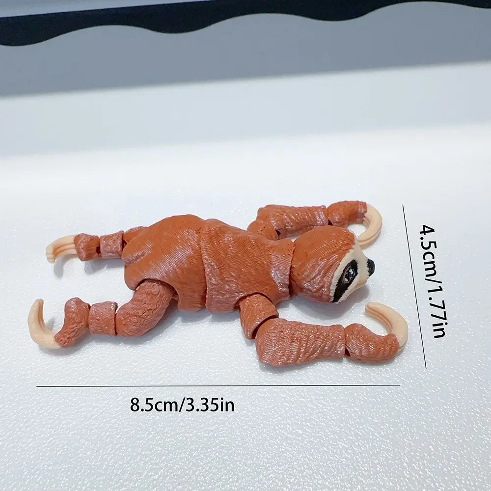 3D Printed Articulated Sloth Desk Pet Fidget Toy Flexible Monitor Hanger ADHD Sensory Stress Relief Office Cubicle Desk Decor