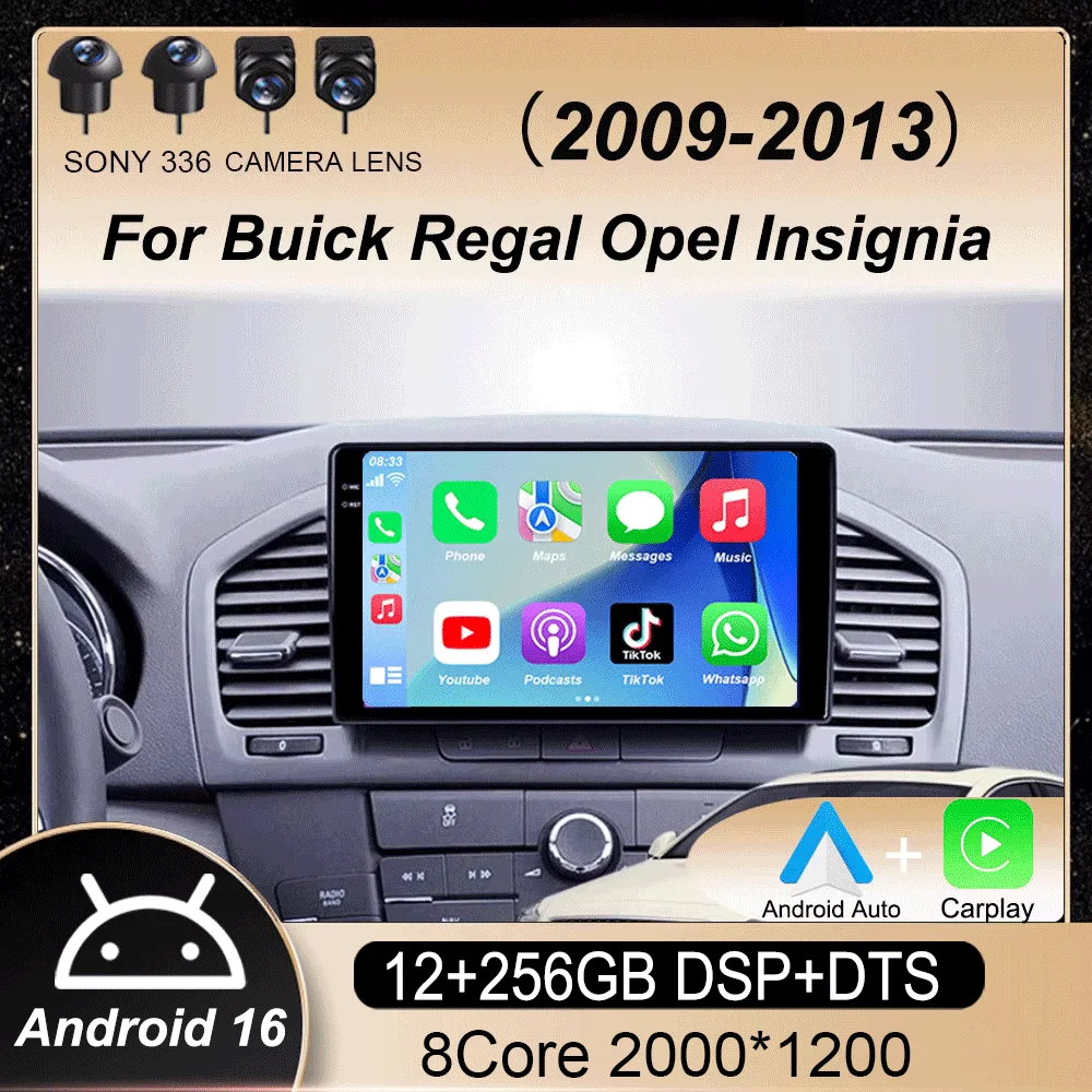 

Android 16 Carplay Car Radio WIFI+4G For Buick Regal Opel Insignia 2009 2010 2011 2012 2013 Multimidia Player GPS Navi Stereo BT