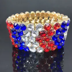 2022  New Fashion Womens Luxury Color Crystal Bracelets High Quality Elastic Wide Bracelets