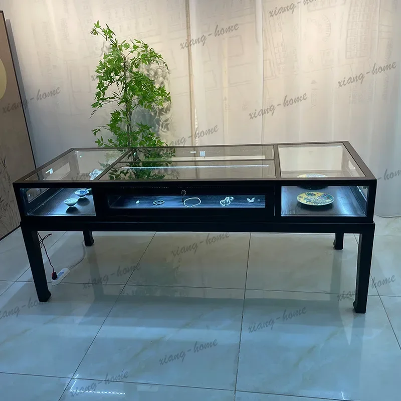 LD New Chinese Jewelry Cabinet Convenience Sleek Counter Jewelry Cabinet Glass Negotiation Living Room Furniture