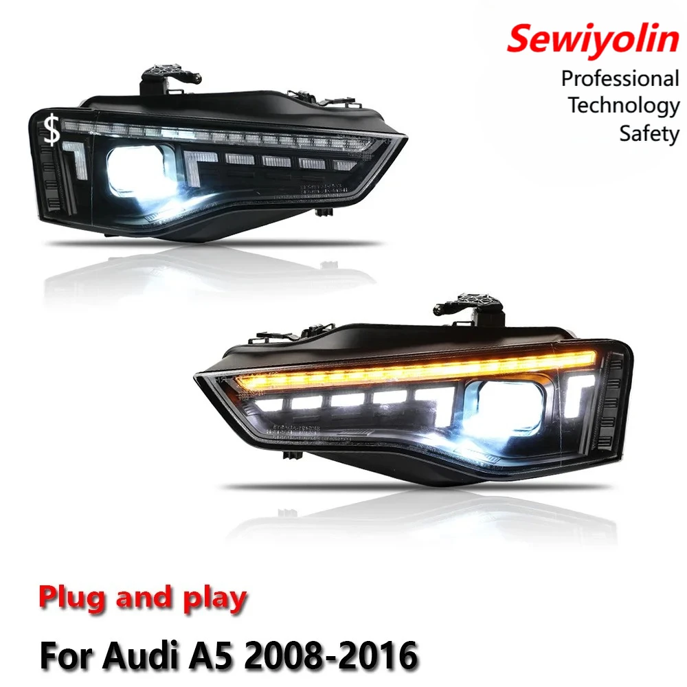 

Car LED Headlight Assemblies For Audi A5 2008-2016 Fog DRL Brake Turn Signal Lamp Plug And Play