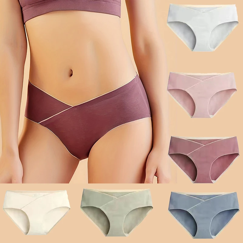 Cotton Maternity Panties Solid Skin-Friendly Pregnant Women Brief with Low Waist Belly Support Basic Panties Maternity Underwear