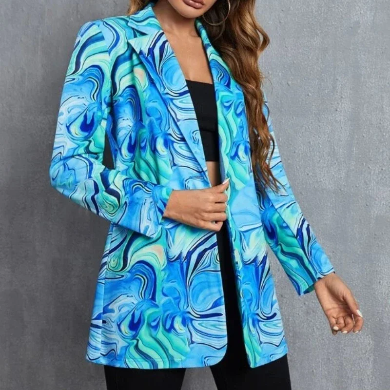 Casual Blazer Women Thin Coats Colorful Non Positioning Printed Blazers Ropa Mujer Y2k Jacket Fashion Streetwear Woman Clothes