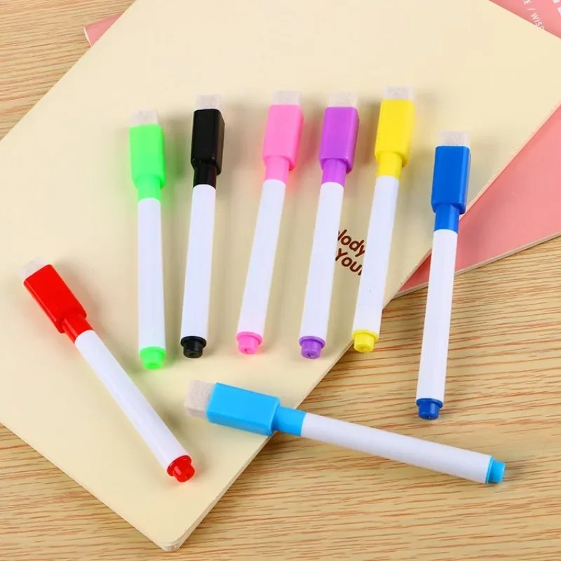 8Pcs Portable Durable Multi-Functional White Board Markers Magnetic Whiteboard Pen for Office School Classroom Supplies