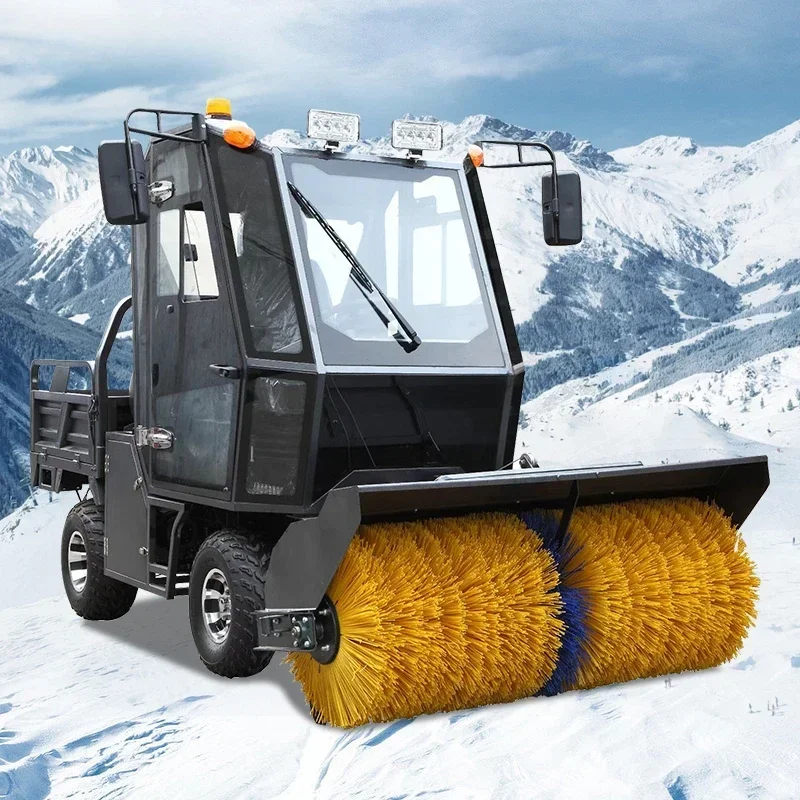 Snowplow Machine Manufacturers Direct Sale High Quality Bristles Gas Powered Sweeper Thickened Frame Engine Snow Sweeper