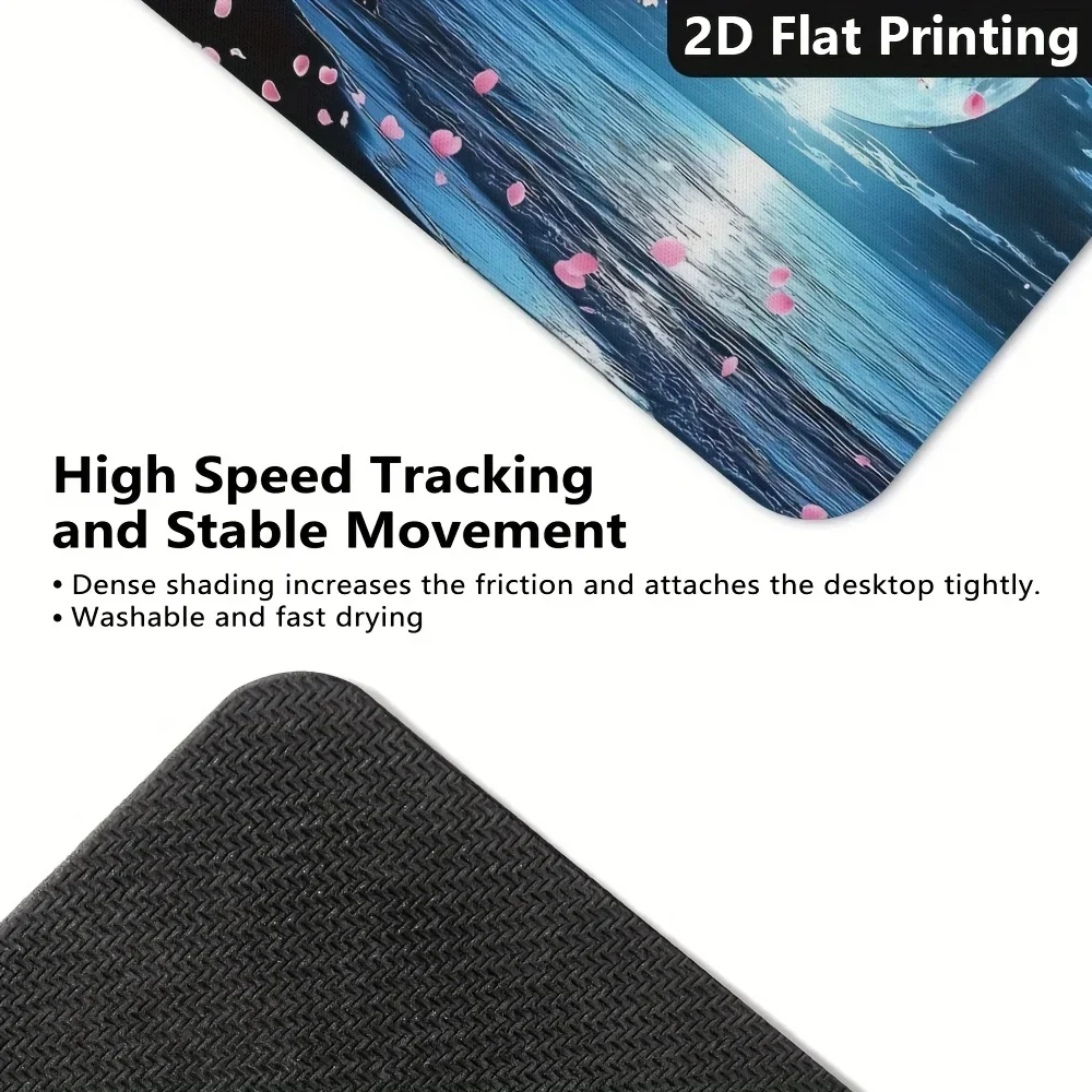 CIFBUY Moonlit Sakura Gaming Mouse Pad XXL Large Desk Mat Aesthetic Non Slip Rubber Base for Office Home Workstation Gift