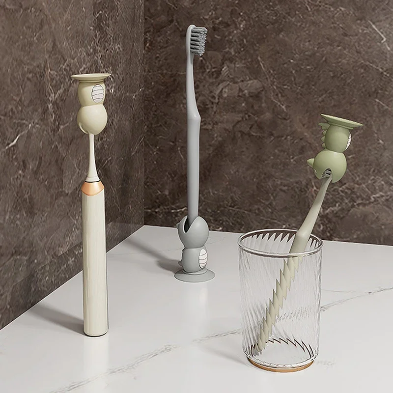 

Tooth Brush Cover Caps Stand Cute Standing Portable Travel Toothbrush Head Cover Cute Dinosaur Shape Silicone Suction Cup