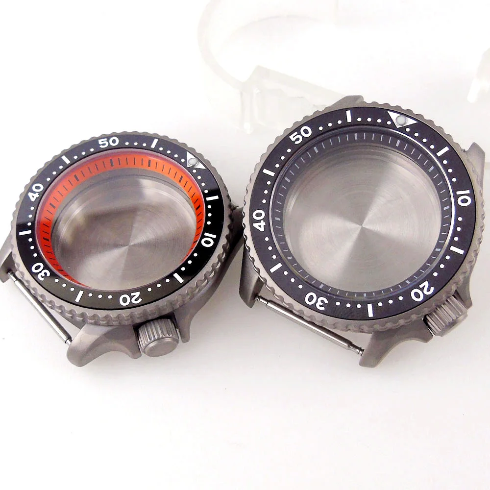 Skx Titanium Horloge Voor Nh34 Nh35 Nh36 Nh37 Nh38 Nh39 Nh39 Nh70 Nh72 3.8 Kroon Oranje Hoofdstuk Ring 120 Klik Bezel Saffier Glas