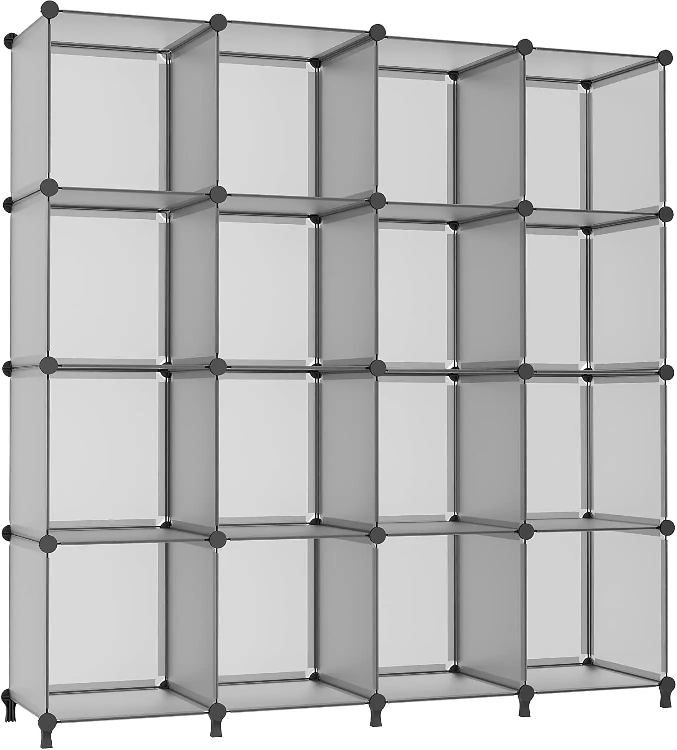 16-Cube Stackable Storage Organizer, DIY Portable Shelves for Bedroom Closet Wardrobe Bathroom, Grey
