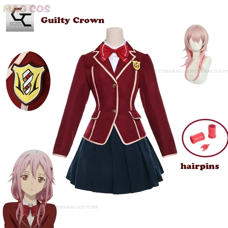 أنيمي مذنب تاج تأثيري لطيف JK البدلة زي مدرسي Yuzuriha Inori تأثيري النساء هالوين Yuzuriha Inori تأثيري حلي شعر مستعار