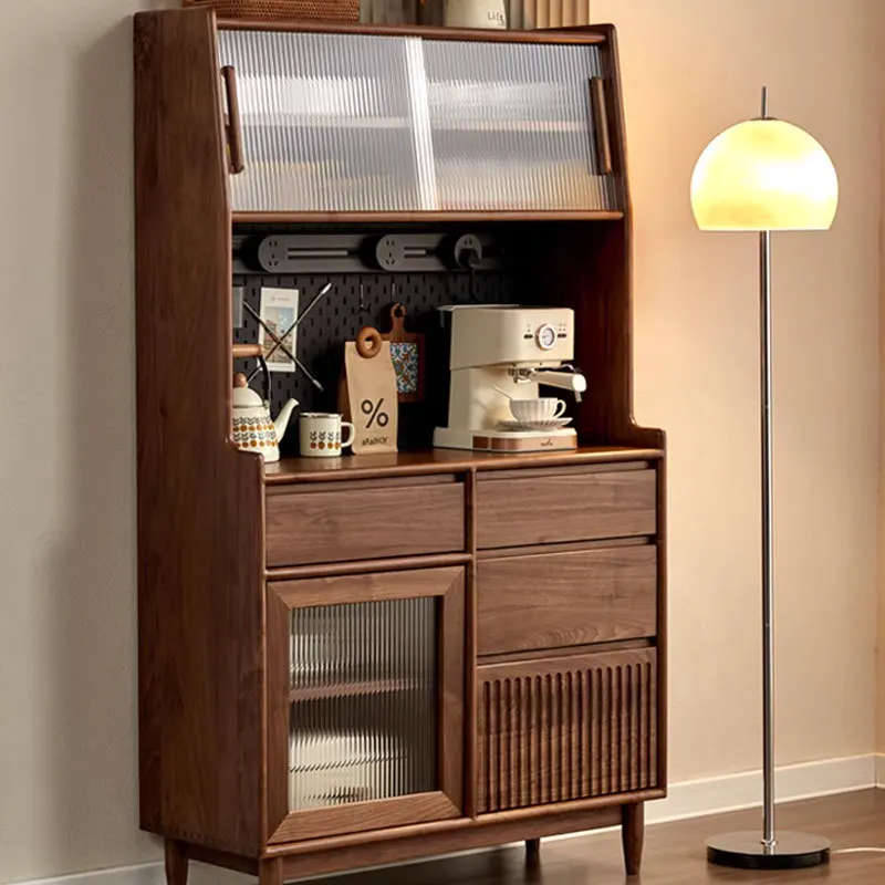 

Customizable Nordic Solid Wood Black Walnut Side Cabinet