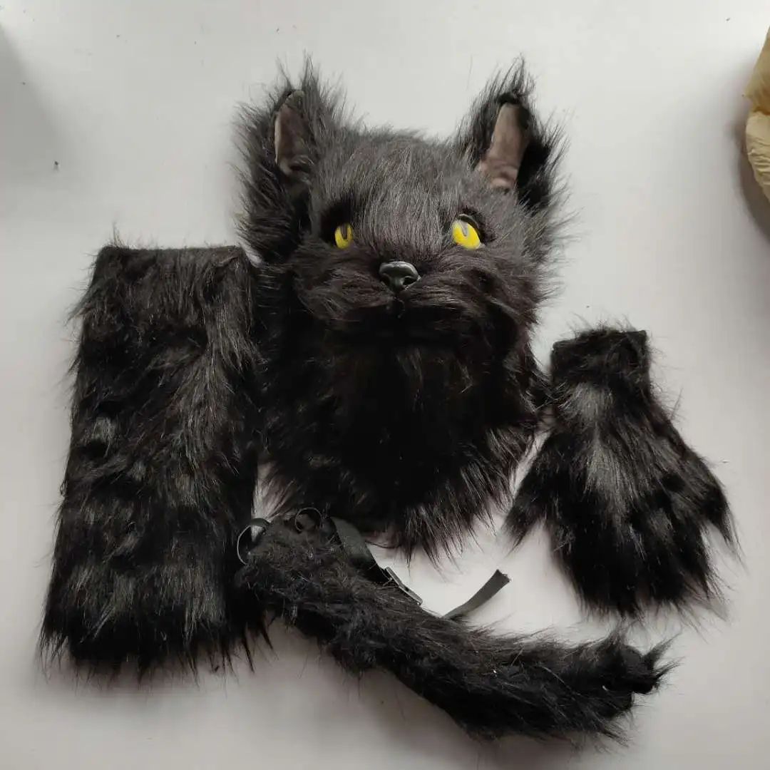 Black Cat Mask  Viral Latex Animal Mask for Online Stores  Realistic Latex Cat Mask with Black Fur