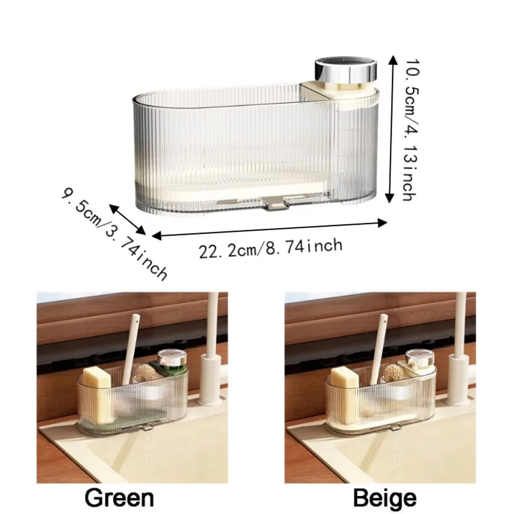 Plastic Sponge Holder with Soap Dispenser Large Capacity Transparent Sink Drainage Rack Detachable Kitchen Sink Organizer 6