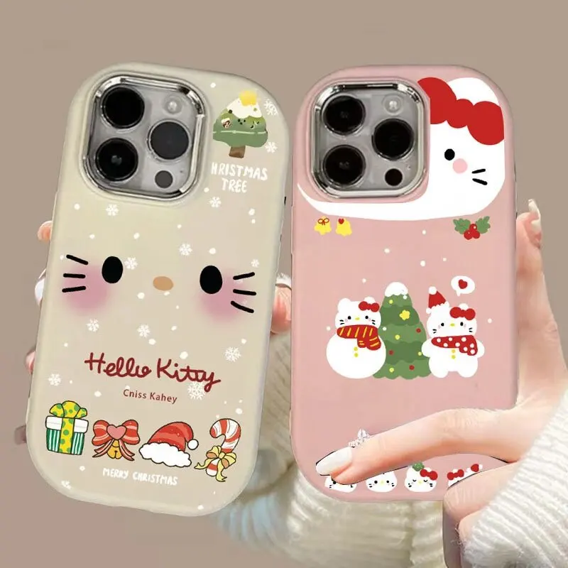 Cute Christmas Sanrio Hello Kitty Case for OPPO Reno 12F 11F 5G 7 4G 5 6 Lite 8 A78 A98 A58 5G A38 A18 A17 A16 A15 A57 A77 Cover