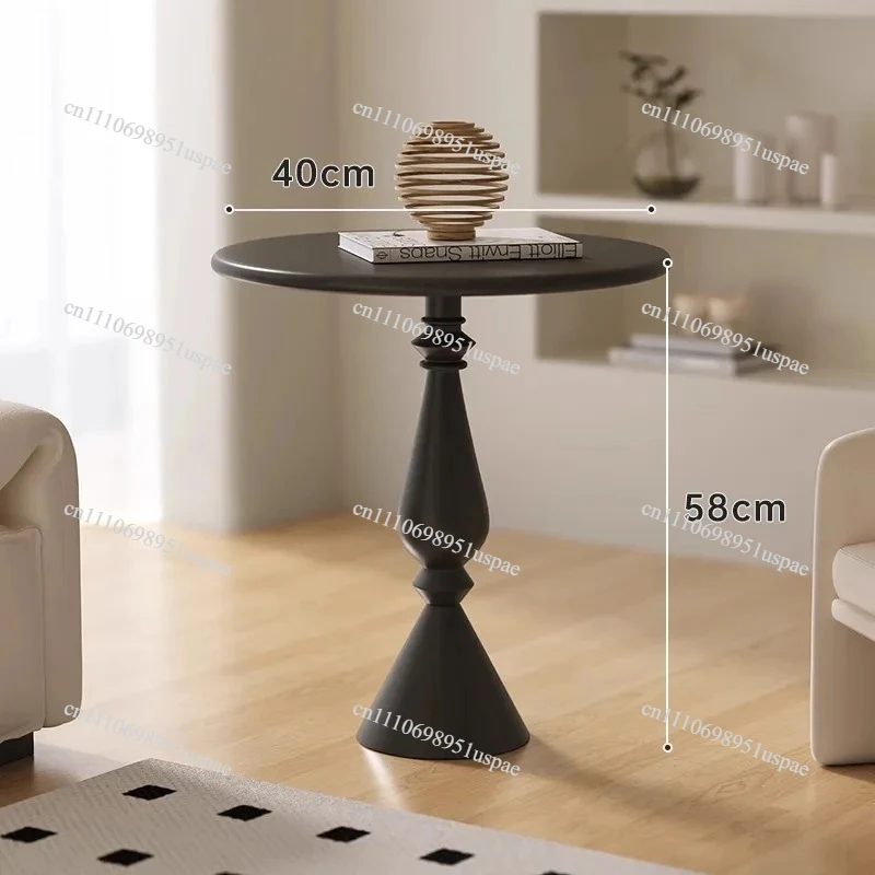 Light Luxury Sofa Side Living Room Household Small Coffee Table Retro Wrought Iron Bedside Storage Balcony Small Round Table