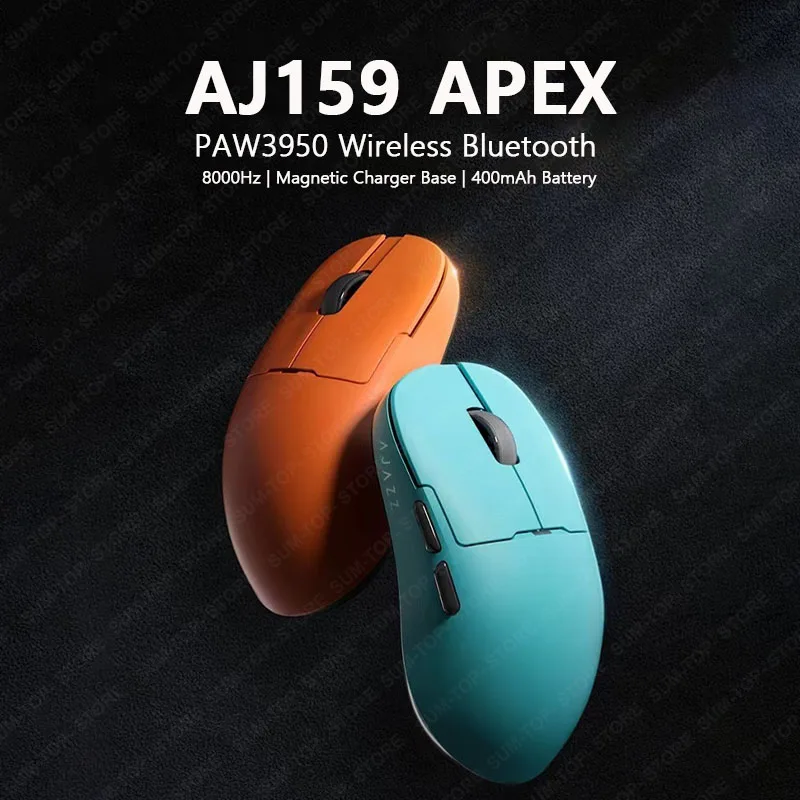 

AJAZZ AJ159 APEX Bluetooth Wireless Mouse PAW3950 Sensor DPI30000 8K RGB Color Screen Magnetic Charging Base Gaming Mouse Custom