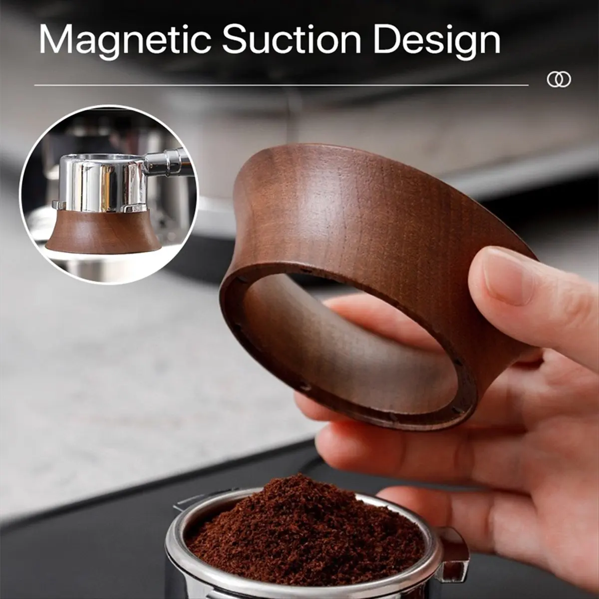 SSR 58mm Walnut Wood Espresso Dosing Cup - Coffee Brewing Funnel & Portafilter Dosing Ring Accessories