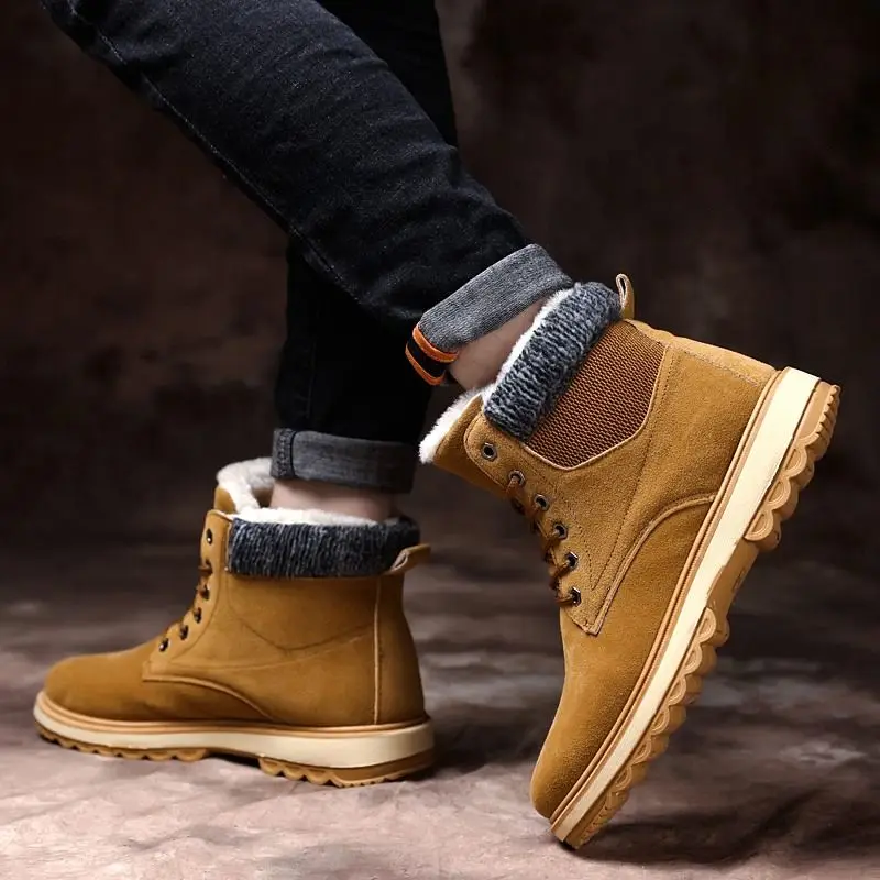

​Men's 2025 Winter New Arrival High Top Quilted Work Boots Thickened Warm Anti Slip Snow Boots Vintage Lace Up Korean Design​