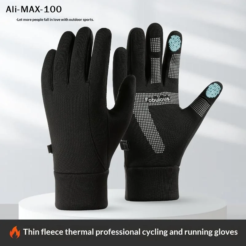 

【AM3】Winter Outdoor Cycling Gloves Gym Fitness Sports Running Warm Touch Screen Nonslip Gloves Motorcycle Gloves Men Black
