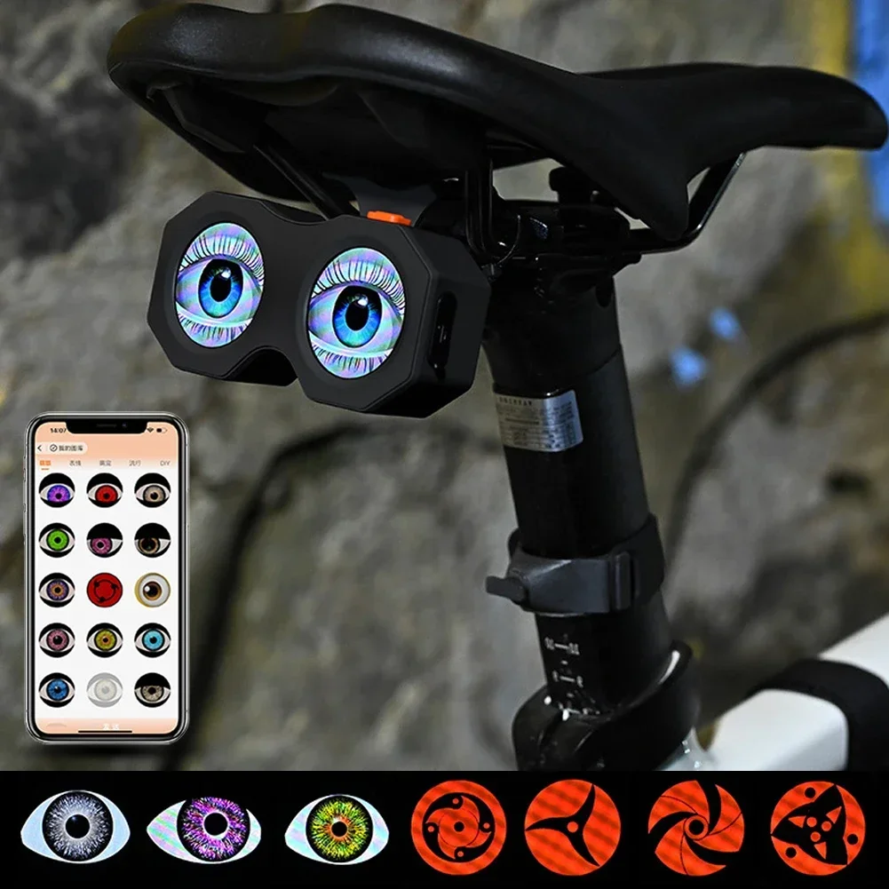 

1/2 шт. глаза дьявола, задние фонари для велосипеда, декоративные лампы для подседельного штыря, 82 светодиодные узоры, предварительный комплект + перезаряжаемый сигнальный светильник «сделай сам», противоударный