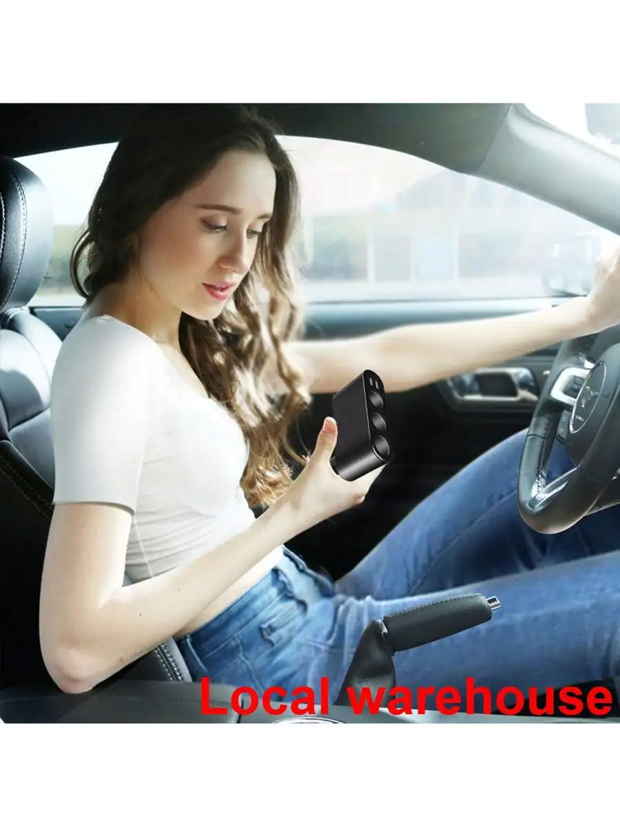 

3-Way Cigarette Lighter Splitter With 2 USB Ports For Car Device Charging During Daily Commute Or Long Trips
