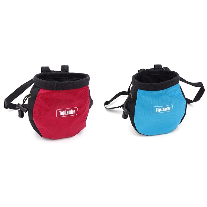 

Top Lander 2 Pcs Gym Powder Storage Adjustable Waist Belt Nonslip Chalk Bag Gymnastics Weightlifting Pouch, Red & Blue